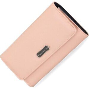 Women's Petal Pink Money Manager RFID Slim Wallet Card Holder with Coin